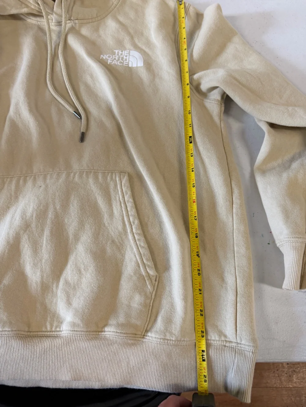 The North Face Hoodie Mens Large Beige Half Dome Back Logo Pullover Gorpcore